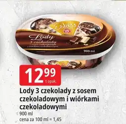 E.Leclerc Lody 3 czekolady z sosem czekoladowym i wiórkami czekoladowymi Eskiss oferta
