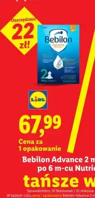 Lidl Mleko następne Bebilon Advance 2 po 6 m-cu Nutricia oferta