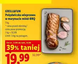 Lidl Polędwiczka wieprzowa w marynacie miód-BBQ Grill&Fun oferta