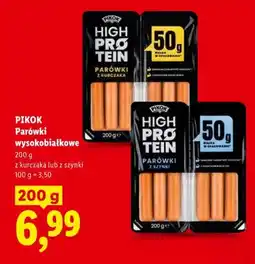 Lidl Parówki wysokobiałkowe z szynki Pikok High Protein oferta