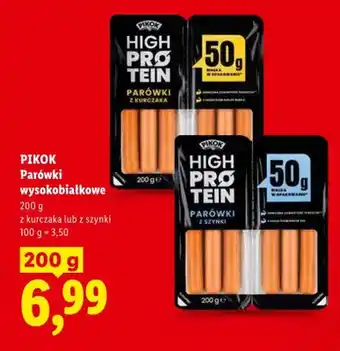 Lidl Parówki wysokobiałkowe z szynki Pikok High Protein oferta