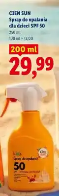 Lidl Spray do opalania dla dzieci Cien Sun SPF 50 oferta