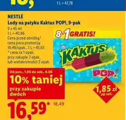 Lidl Lody na patyku Nestlé Kaktus POP! 9-pak oferta