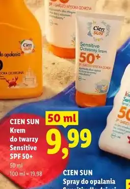 Lidl Krem do twarzy Sensitive Cien Sun SPF 50+ oferta