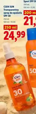 Lidl Transparentny spray do opalania Cien Sun SPF 30 oferta