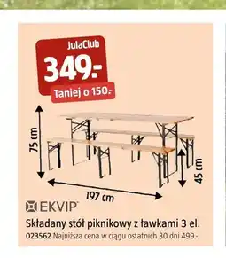 Jula Składany stół piknikowy z ławkami Ekvip oferta