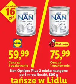 Lidl Nestlé NAN Optipro Plus 2 mleko następne po 6 m-cu oferta