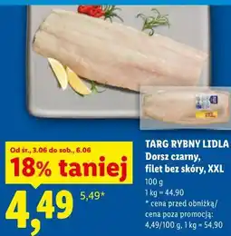 Lidl TARG RYBNY LIDLA Dorsz czarny, filet bez skóry, XXL oferta