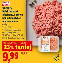 Lidl Rzeźnik Polski kurczak Biesiadny, z chowu bez antybiotyków - mięso mielone oferta