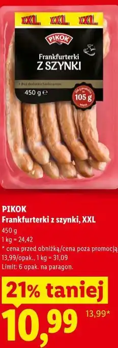 Lidl PIKOK Frankfurterki z szynki, XXL oferta
