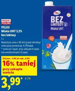 Lidl Pilos Mleko UHT 3,2% bez laktozy oferta