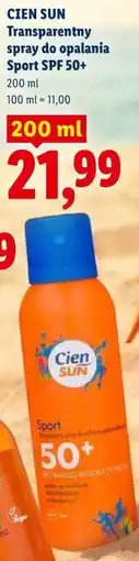 Lidl CIEN SUN Transparentny spray do opalania Sport SPF 50+ oferta