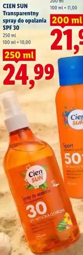 Lidl CIEN SUN Transparentny spray do opalania SPF 30 oferta