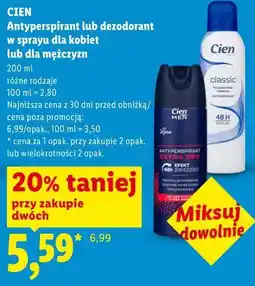 Lidl CIEN Antyperspirant lub dezodorant w sprayu dla kobiet lub dla mężczyzn oferta