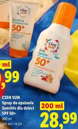 Lidl CIEN SUN Spray do opalania Sensitiv dla dzieci SPF 50+ oferta