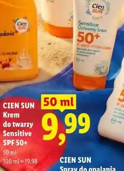 Lidl CIEN SUN Krem do twarzy Sensitive SPF 50+ oferta