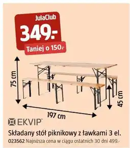 Jula Ekvip Składany stół piknikowy z ławkami 3 el oferta
