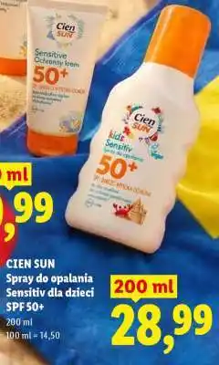 Lidl CIEN SUN Spray do opalania Sensitive dla dzieci SPF 50+ oferta