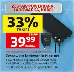 Auchan ZESTAW POWERBANK, ŁADOWARKA, KABEL oferta