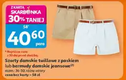 Auchan Szorty damskie twillowe z paskiem lub bermudy damskie jeansowe oferta