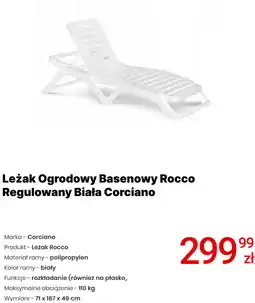 Media Expert Leżak Ogrodowy Basenowy Rocco Regulowany Biała Corciano oferta