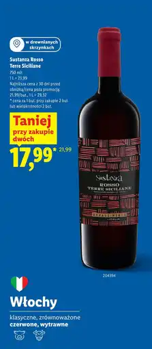 Lidl Sustanza Rosso Terre Siciliane oferta