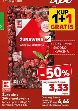 Kaufland Żurawina suszona i słodzona K-Classic oferta