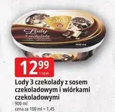E.Leclerc Lody 3 czekolady z sosem czekoladowym i wiórkami czekoladowymi oferta