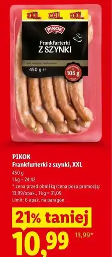 Lidl Frankfurterki z szynki Pikok oferta