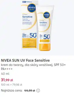 Rossmann NIVEA SUN UV Face Sensitive krem do twarzy, dla skóry wrażliwej, SPF 50+ PA++++ oferta