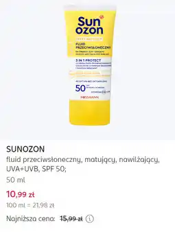 Rossmann SUNOZON fluid przeciwsłoneczny, matujący, nawilżający, UVA+UVB, SPF 50 oferta