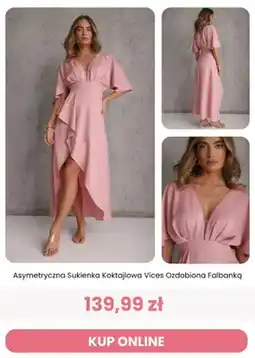 Renee Sukienka koktajlowa asymetryczna Renee Vices ozdobiona falbanką oferta