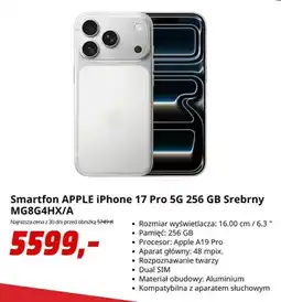 Media Markt Smartfon APPLE iPhone 17 Pro 5 g 256 GB Srebrny oferta
