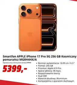 Media Markt Smartfon APPLE iPhone 17 Pro 5 g 256GB Kosmiczny pomarańcz oferta