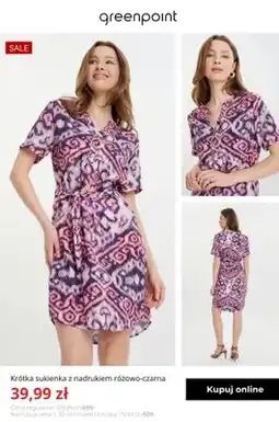 Greenpoint Sukienka krótka z nadrukiem różowo-czarna Greenpoint oferta