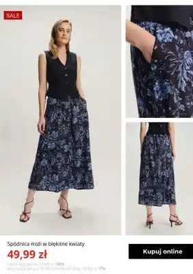 Greenpoint Spódnica midi w błękitne kwiaty Greenpoint oferta