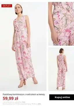 Greenpoint Kombinezon damski pastelowy z nadrukiem w kwiaty Greenpoint oferta