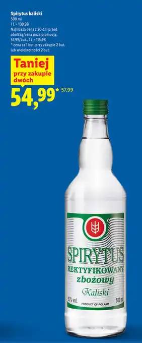 Lidl Spirytus rektyfikowany Kaliski oferta