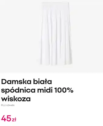 Damska biała spódnica midi 100% wiskoza