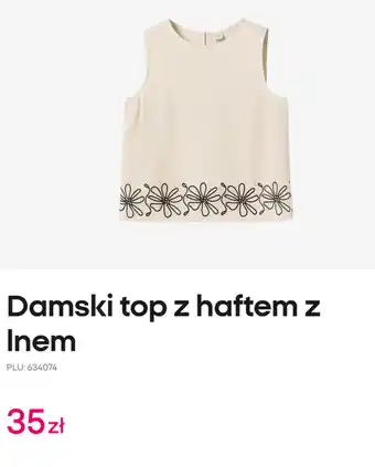 Damski top z haftem z lnem