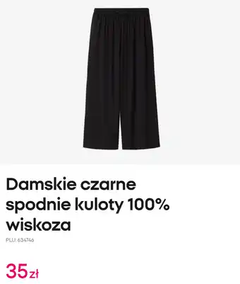 Damskie czarne spodnie kuloty 100% wiskoza