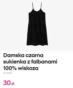 Pepco Damska czarna sukienka z falbanami 100% wiskoza oferta