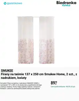 Biedronka Firany na taśmie 137 x 250 cm Smukee Home, 2 szt., z nadrukiem, kwiaty oferta