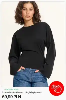 Bluzka kimono Cropp czarna z długimi rękawami
