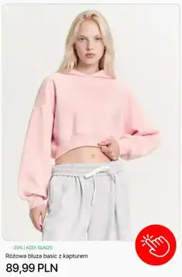Cropp Bluza z kapturem basic różowa Cropp oferta