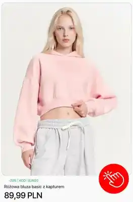 Różowa bluza basic z kapturem