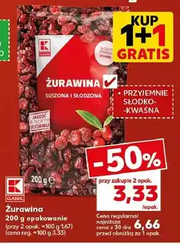 Kaufland Żurawina suszona i słodzona K-Classic oferta