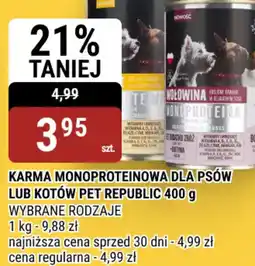 bi1 Pet Republic Karma monoproteinowa dla psów lub kotów oferta