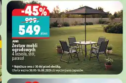 Biedronka Jumi Zestaw mebli ogrodowych (4 krzesła, stół, parasol) oferta