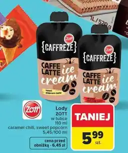 Carrefour Lody w tubce Zott Caffreze caramel chili oferta